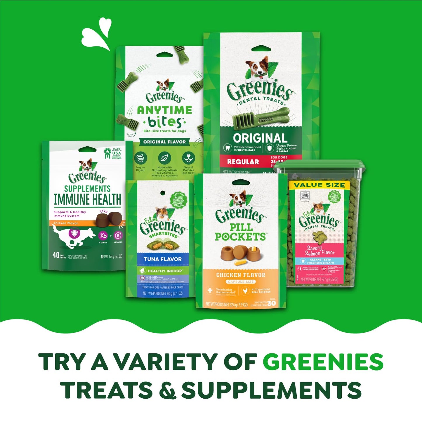 Greenies Feline Adult Dental Cat Treats, Savory Salmon Flavor, 9.75 oz. Tub